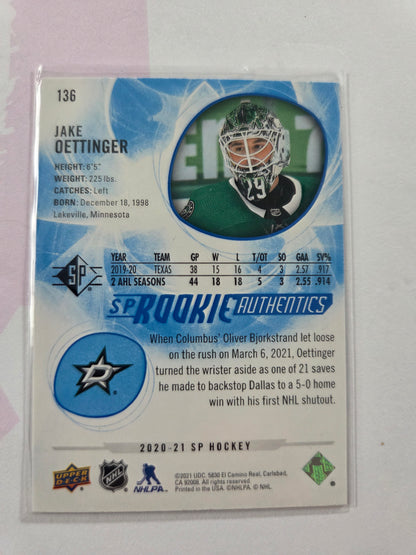 Jake Oettinger Blue SP Hockey #136 [Dallas Stars]