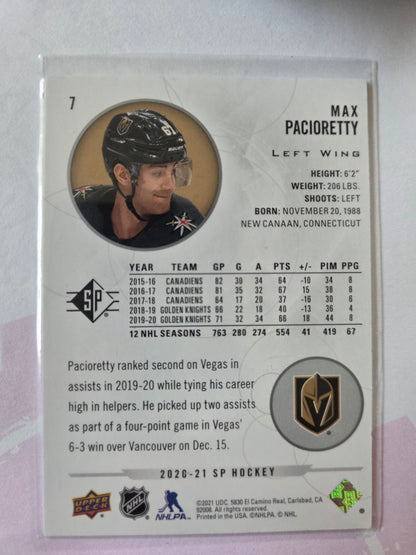 Max Pacioretty SP Hockey #7 [Las Vegas Golden Knights]