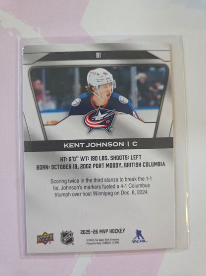 Kent Johnson Upper Deck MVP Hockey #81 [Columbus Blue Jackets]