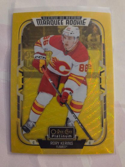 Rory Kerins O-Pee-Chee Platinum Hockey Neon Yellow Surge Marquee Rookie #208 [Calgary Flames]