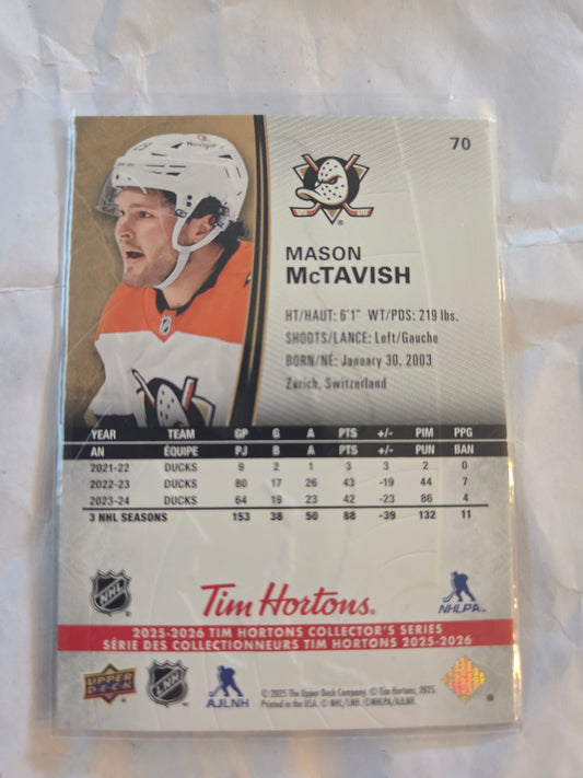 Mason McTavish Tim Hortons Upper Deck #70 [Anaheim Ducks]