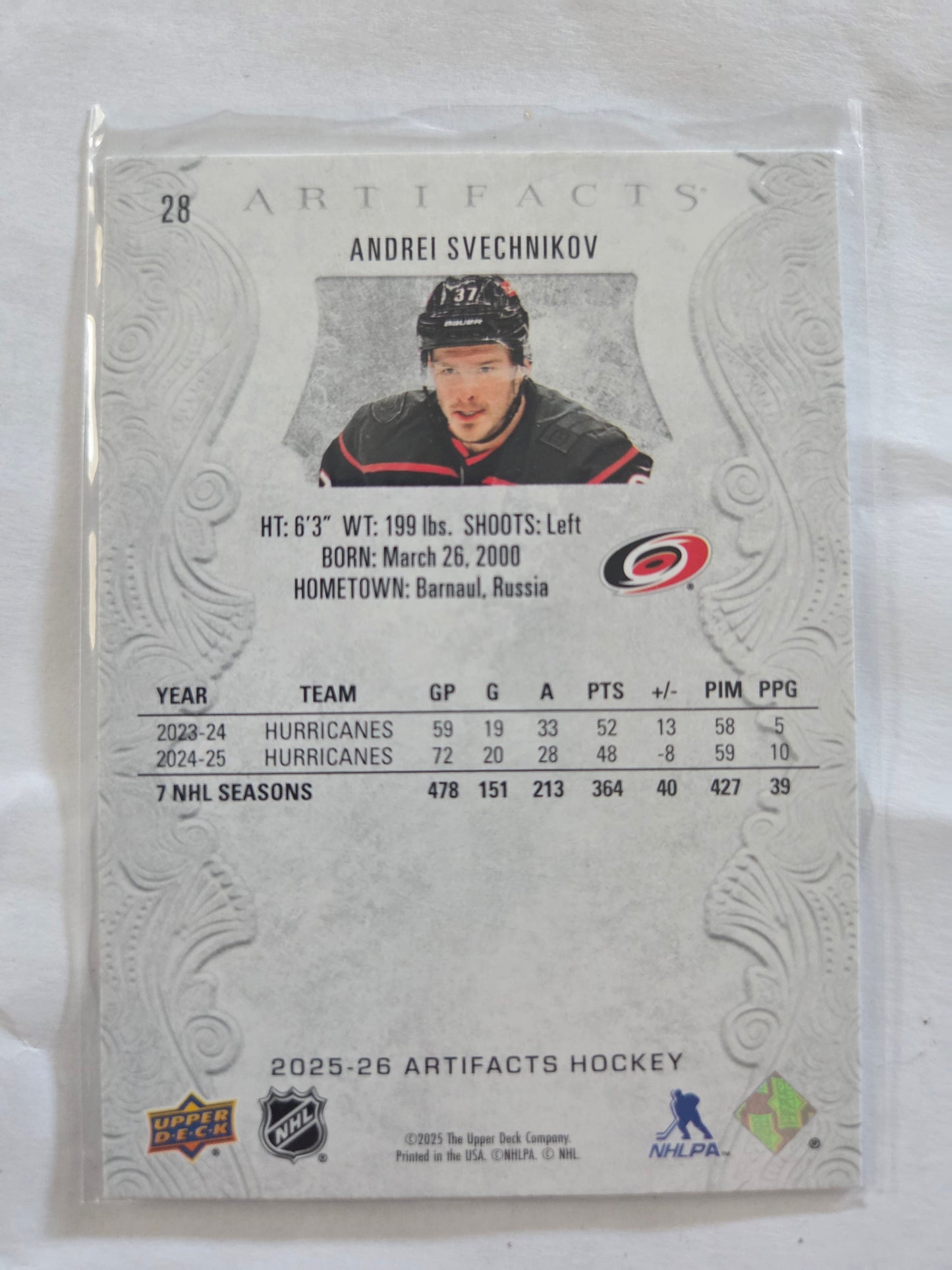 Andrei Svechnikov Upper Deck Artifacts Hockey #28 [Carolina Hurricanes]