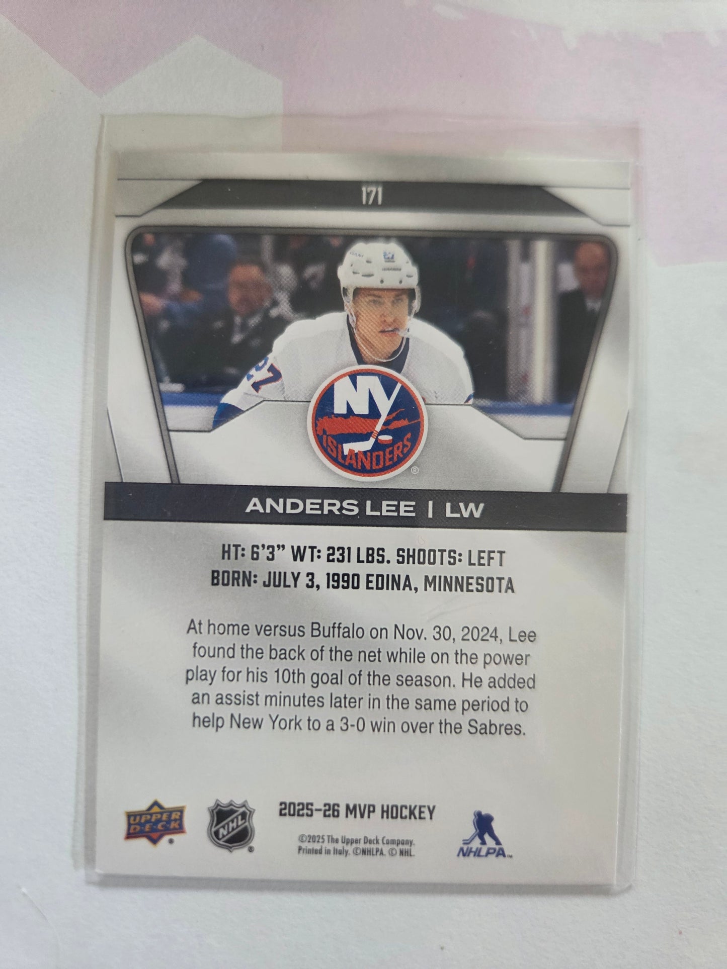 Anders Lee Upper Deck MVP Hockey #171 [New York Islanders]