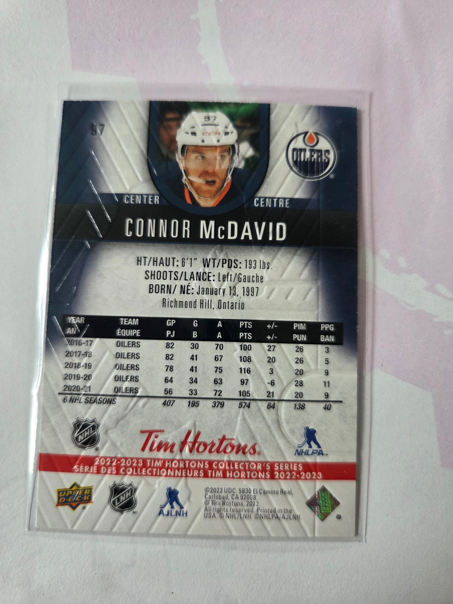 Connor McDavid Upper Deck Tim Hortons #97 [Edmonton Oilers]