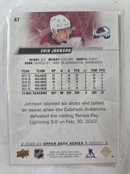 Erik Johnson Upper Deck Series 1 Hockey #47 [Colorado Avalanche]