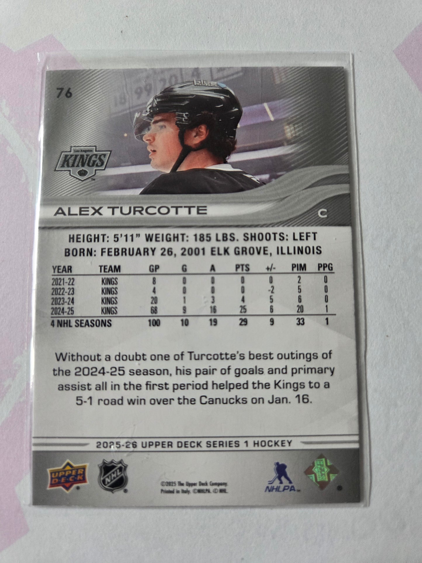 Alex Turcotte Upper Deck Series 1 #76 [Los Angeles Kings]