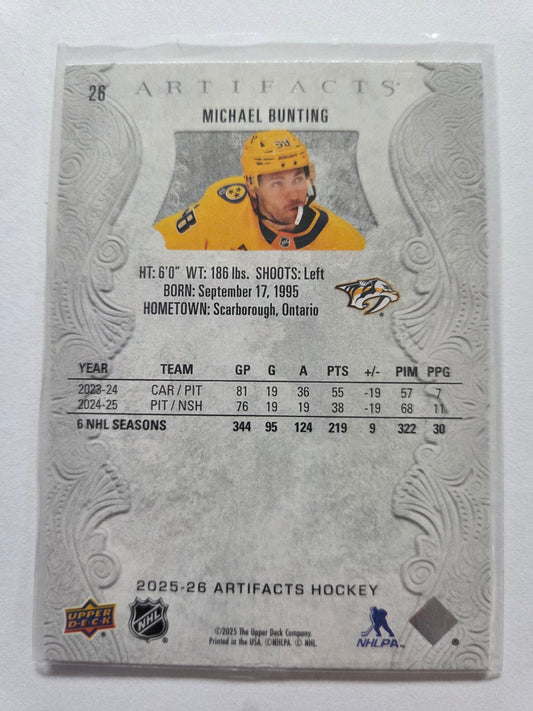 Michael Bunting Upper Deck Artifacts Hockey #26 [Nashville Predators]
