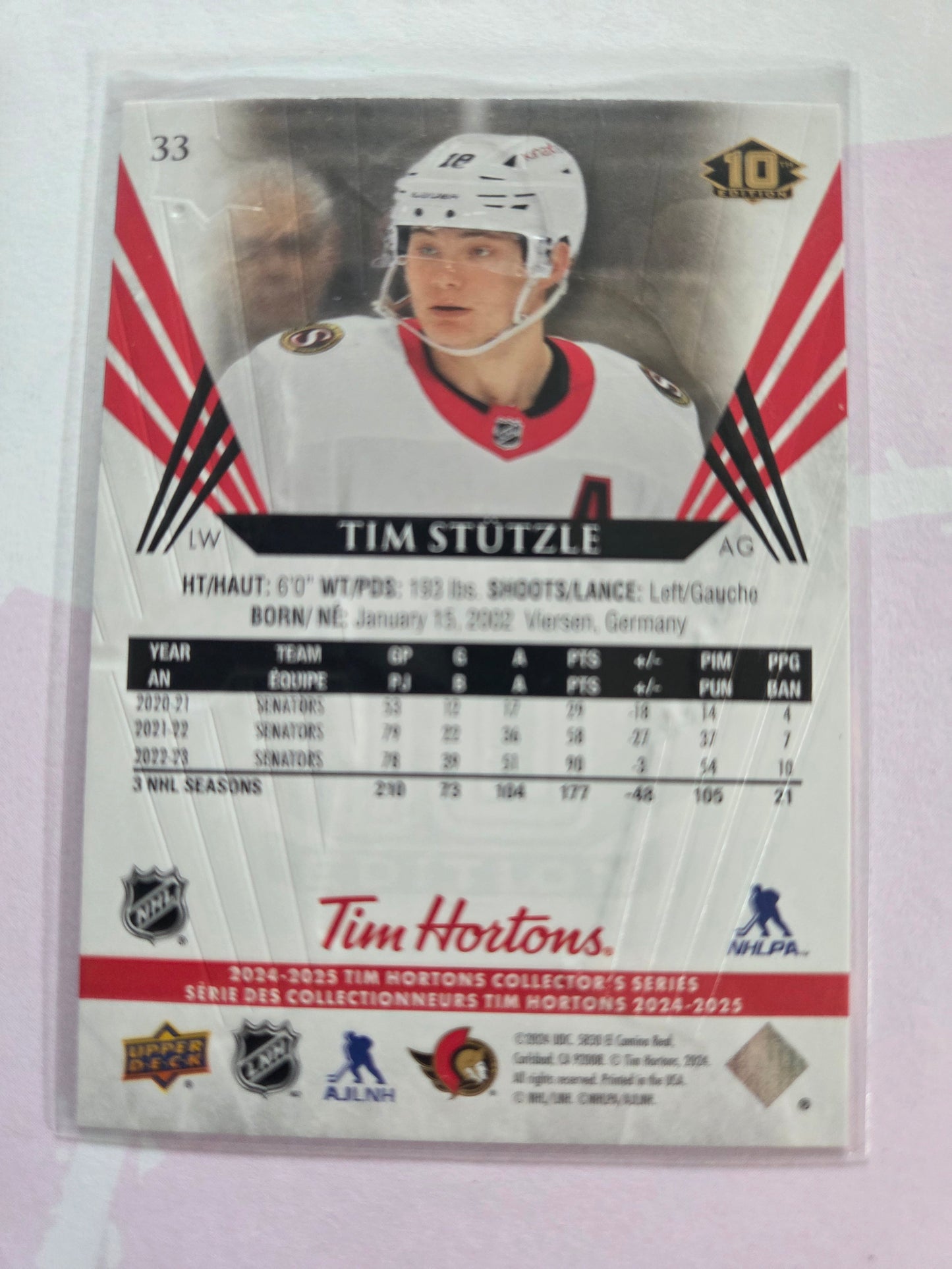 Tim Stützle Upper Deck 10th Edition #33 [Ottawa Senators]