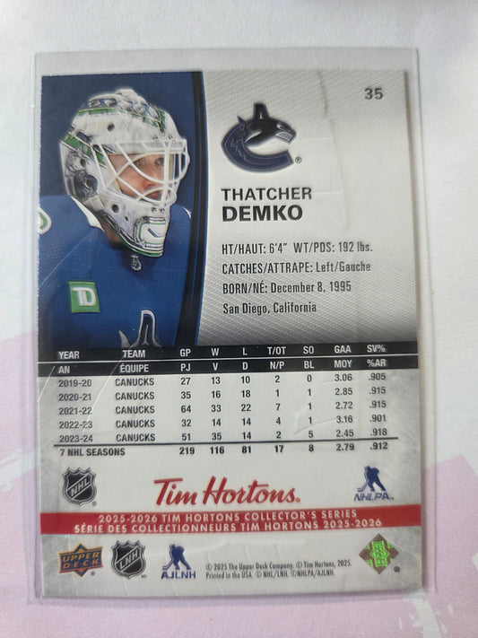 Thatcher Demko Upper Deck Tim Hortons #35 [Vancouver Canucks]