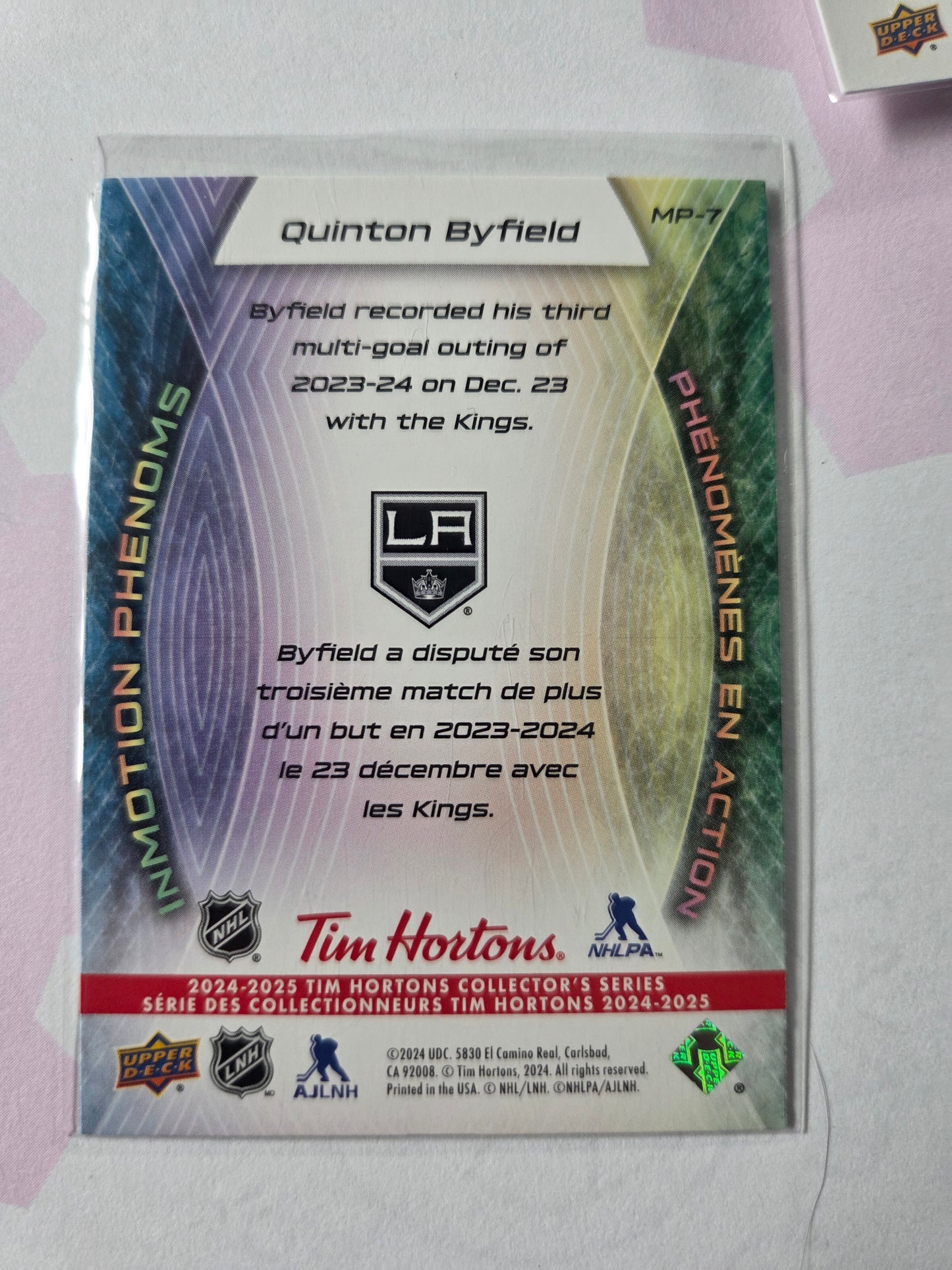 Quinton Byfield Upper Deck Inmotion Phenoms [Los Angeles Kings]