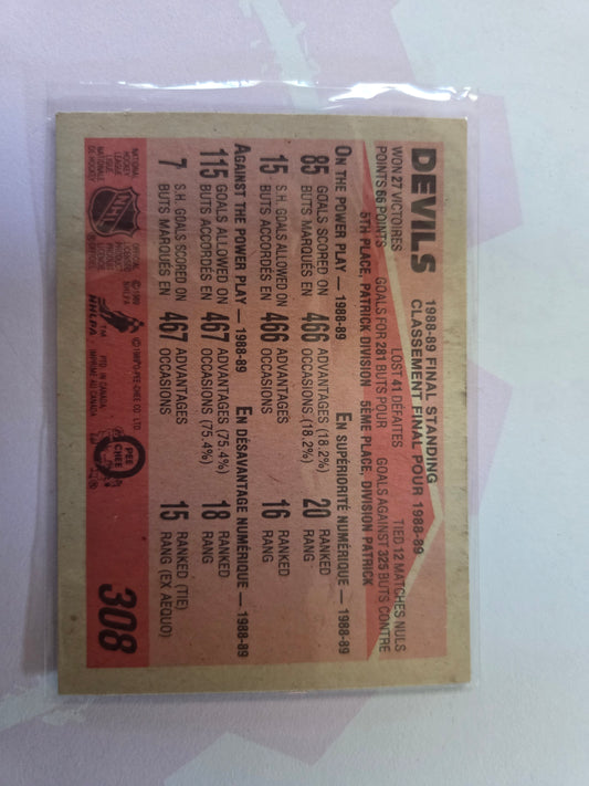 NJ Devils O-Pee-Chee Hockey 1988-1989 Final Standing [New Jersey Devils]