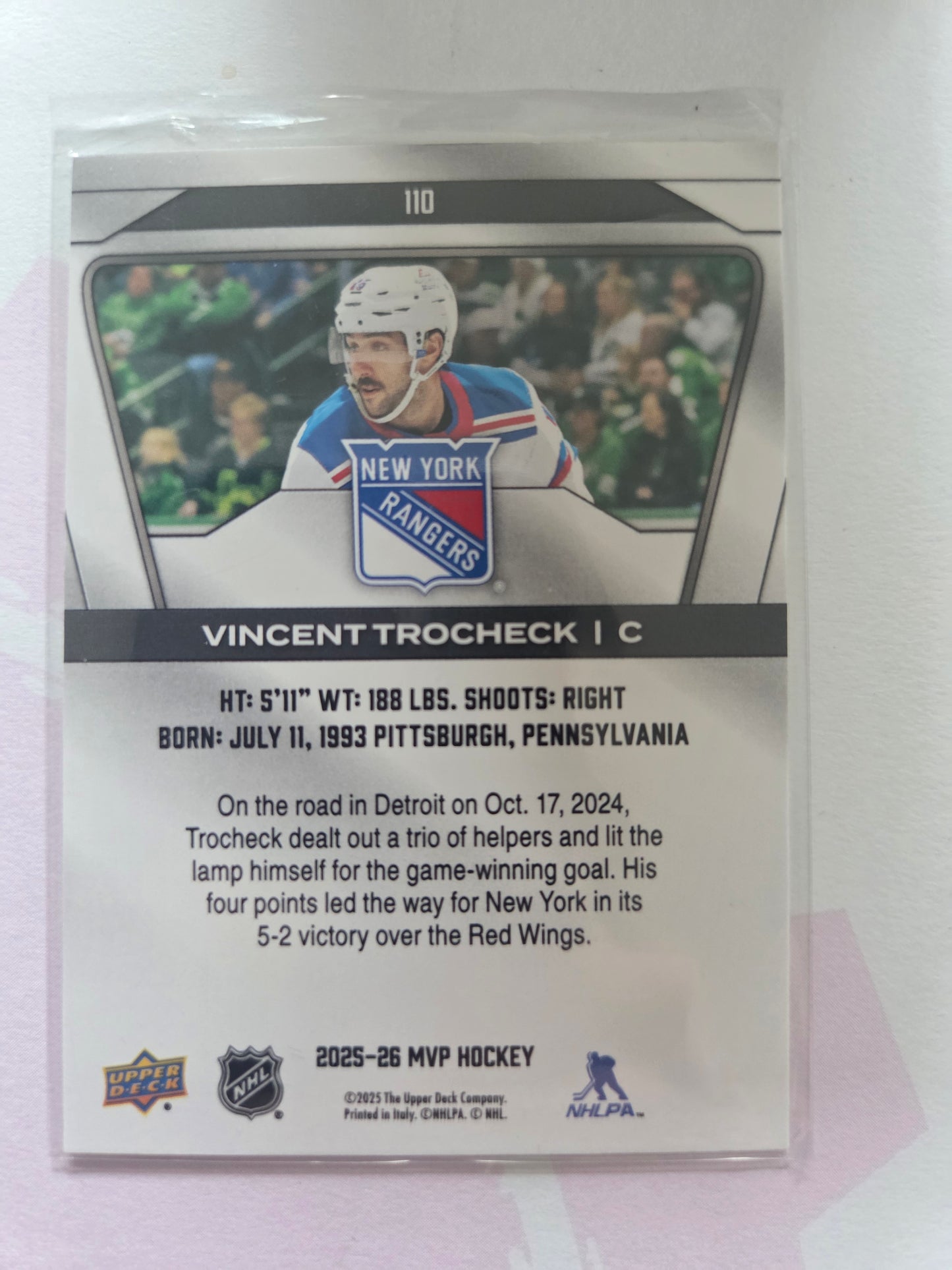 Vincent Trocheck Upper Deck MVP Hockey #110 [New York Rangers]