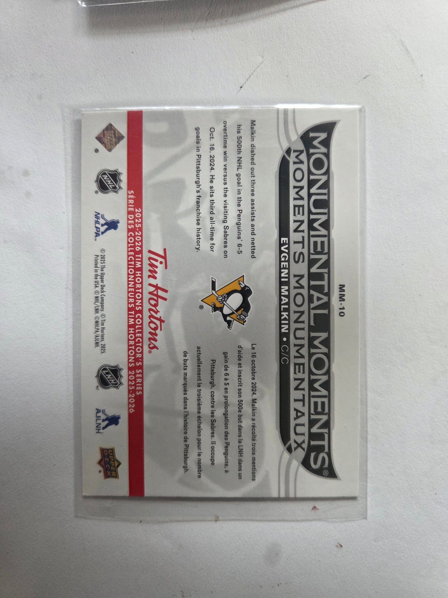 Evgeni Malkin Upper Deck Monumental Moments [Pittsburgh Penguins]
