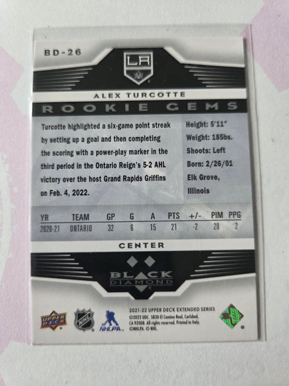 Alex Turcotte Black Diamond Upper Deck Extended Series Rookie Gems [Los Angeles Kings]