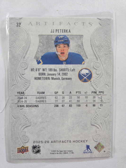 JJ Peterka Upper Deck Artifacts Hockey #37 [Buffalo Sabres]