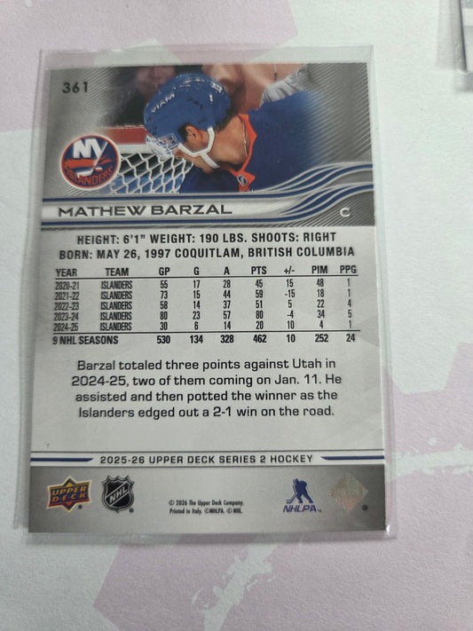 Mathew Barzal Upper Deck Series 2 #361 [New York Islanders]