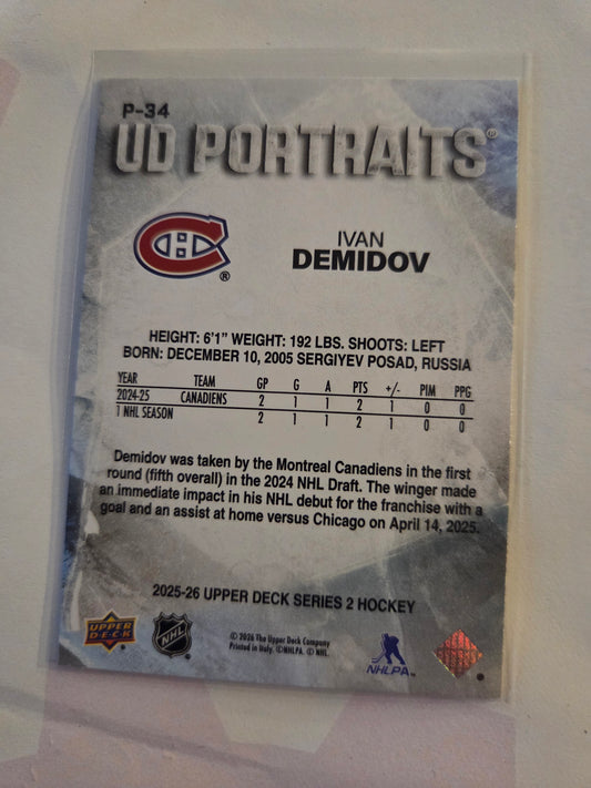 Ivan Demidov Upper Deck Series 2 UD Portraits [Montreal Canadians]
