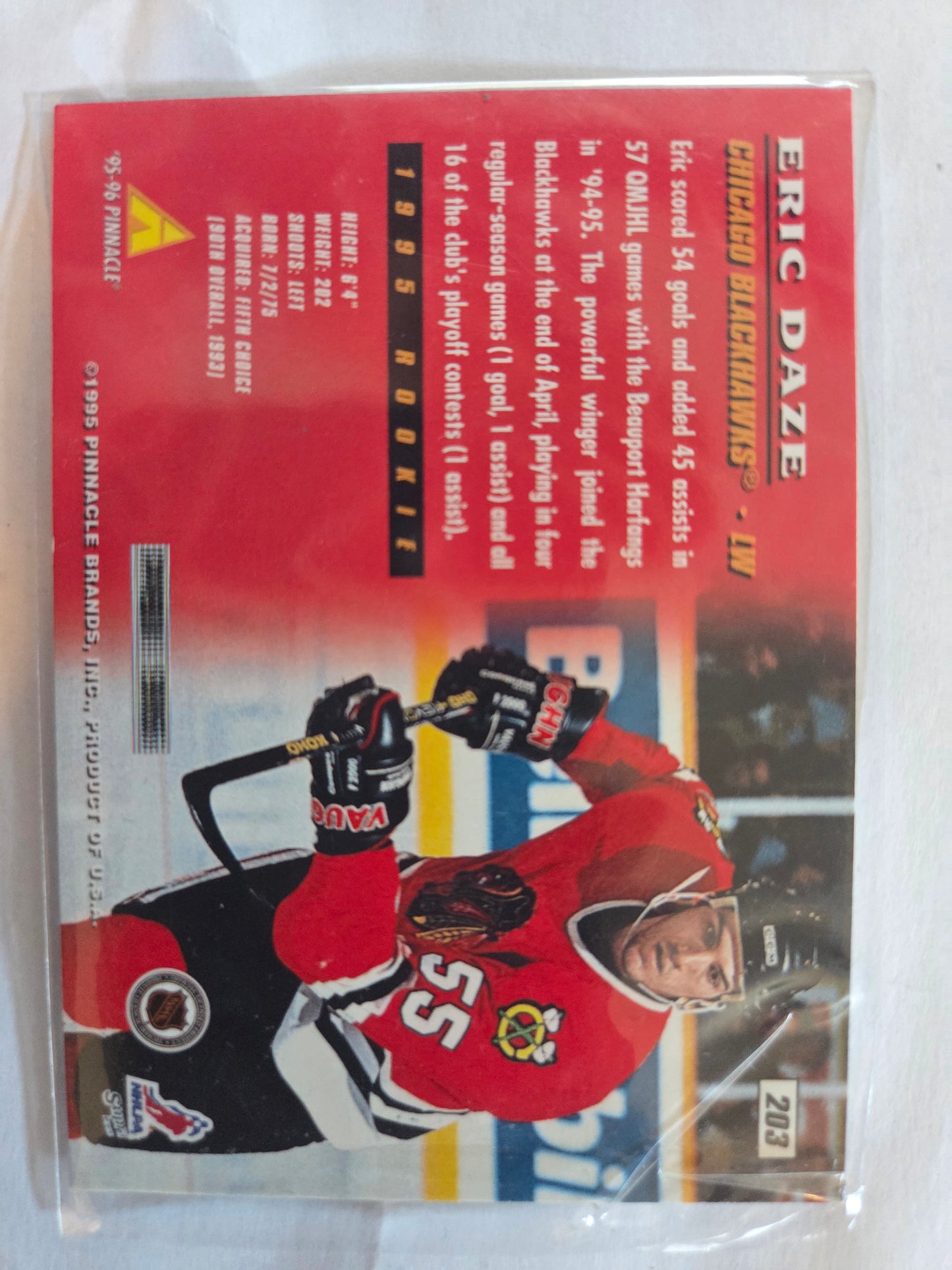 Eric Daze 95/96 Pinnacle #203 [Chicago Blackhawks]