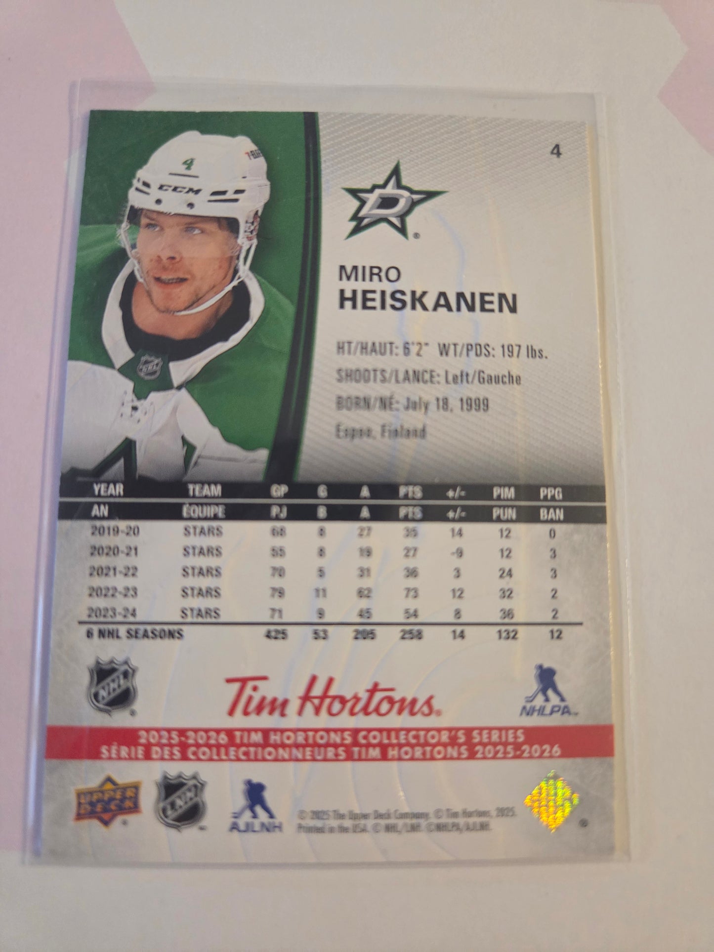 Miro Heiskanen Tim Hortons Upper Deck #4 [Dallas Stars]