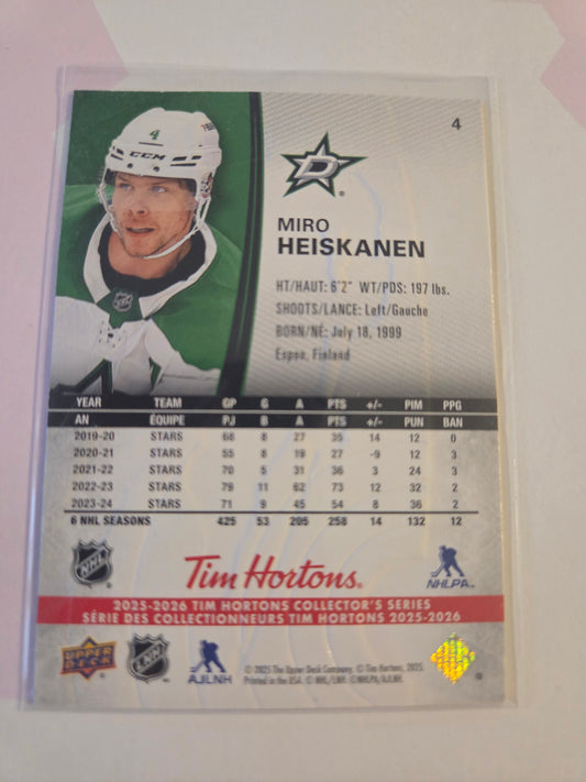 Miro Heiskanen Tim Hortons Upper Deck #4 [Dallas Stars]