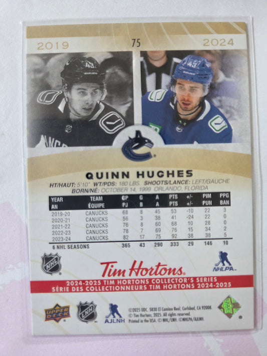 Quinn Hughes Tim Hortons Upper Deck #75 [Vancouver Canucks]