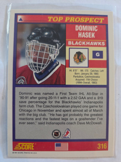 Dominic Hasek 91 Score Top Prospect #316 [Chicago Blackhawks]