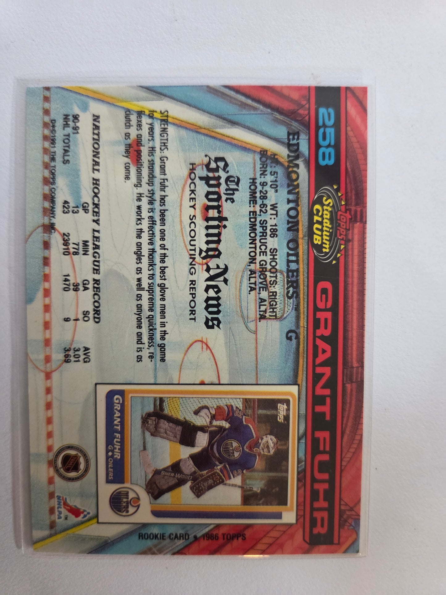 Grant Fuhr Topps Stadium Club #258 [Edmonton Oilers]