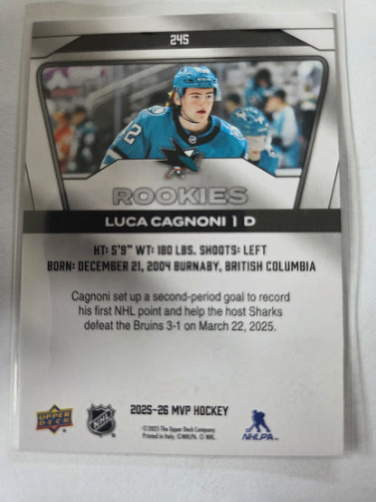 Luca Cagnoni Upper Deck MVP Hockey Rookies #245 [San Jose Sharks]