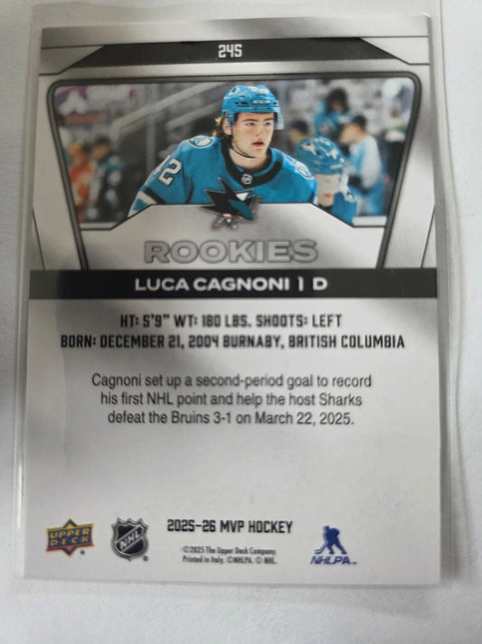 Luca Cagnoni Upper Deck MVP Hockey Rookies #245 [San Jose Sharks]
