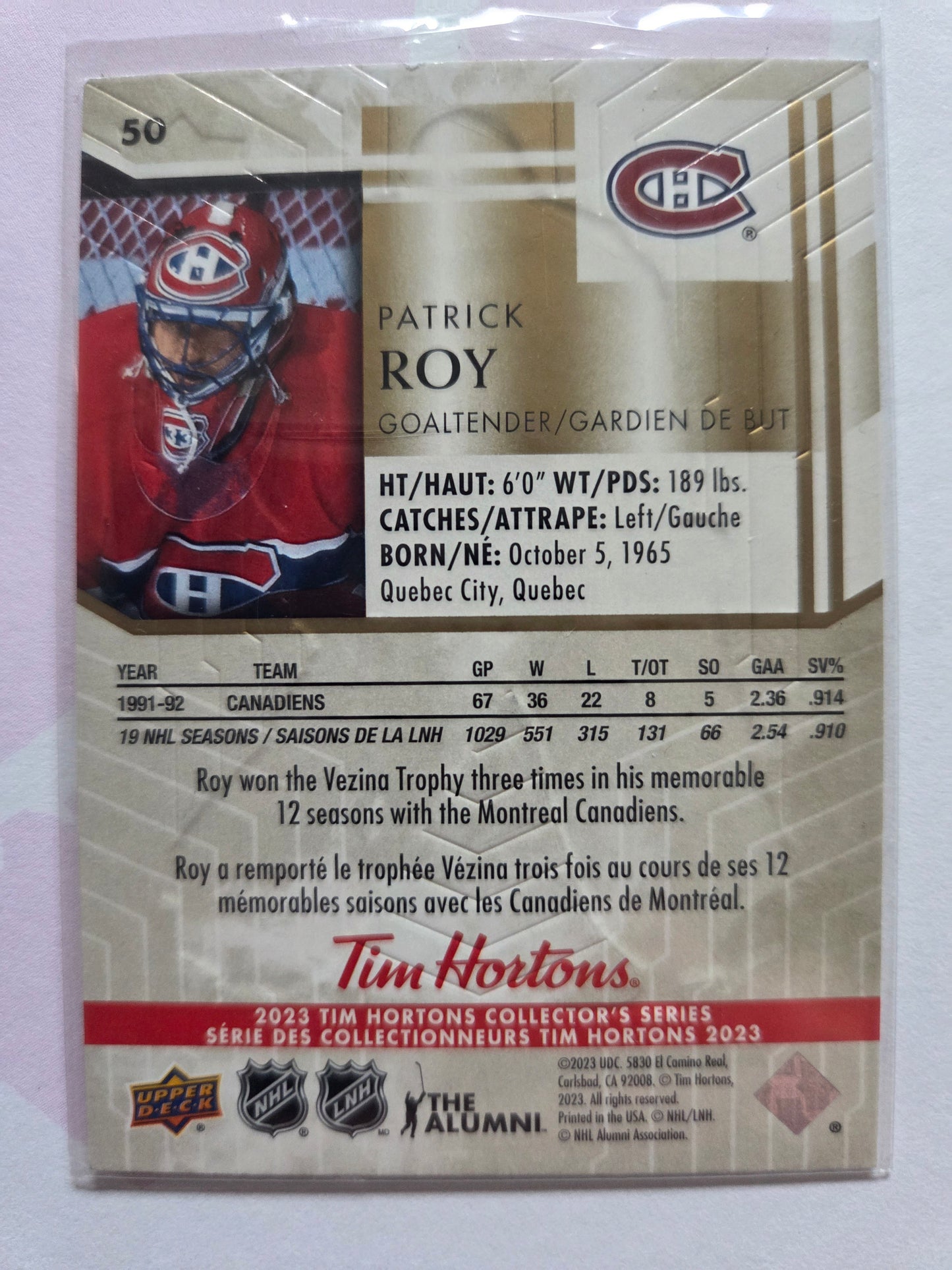 Patrick Roy Upper Deck Tim Hortons #50 [Montreal Canadians]