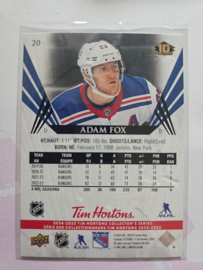 Adam Fox Upper Deck 10th Edition #20 [New York Rangers]