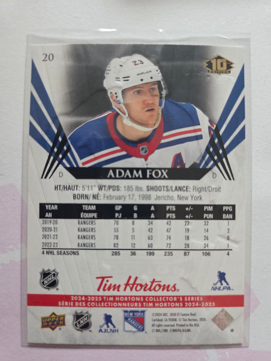 Adam Fox Upper Deck 10th Edition #20 [New York Rangers]