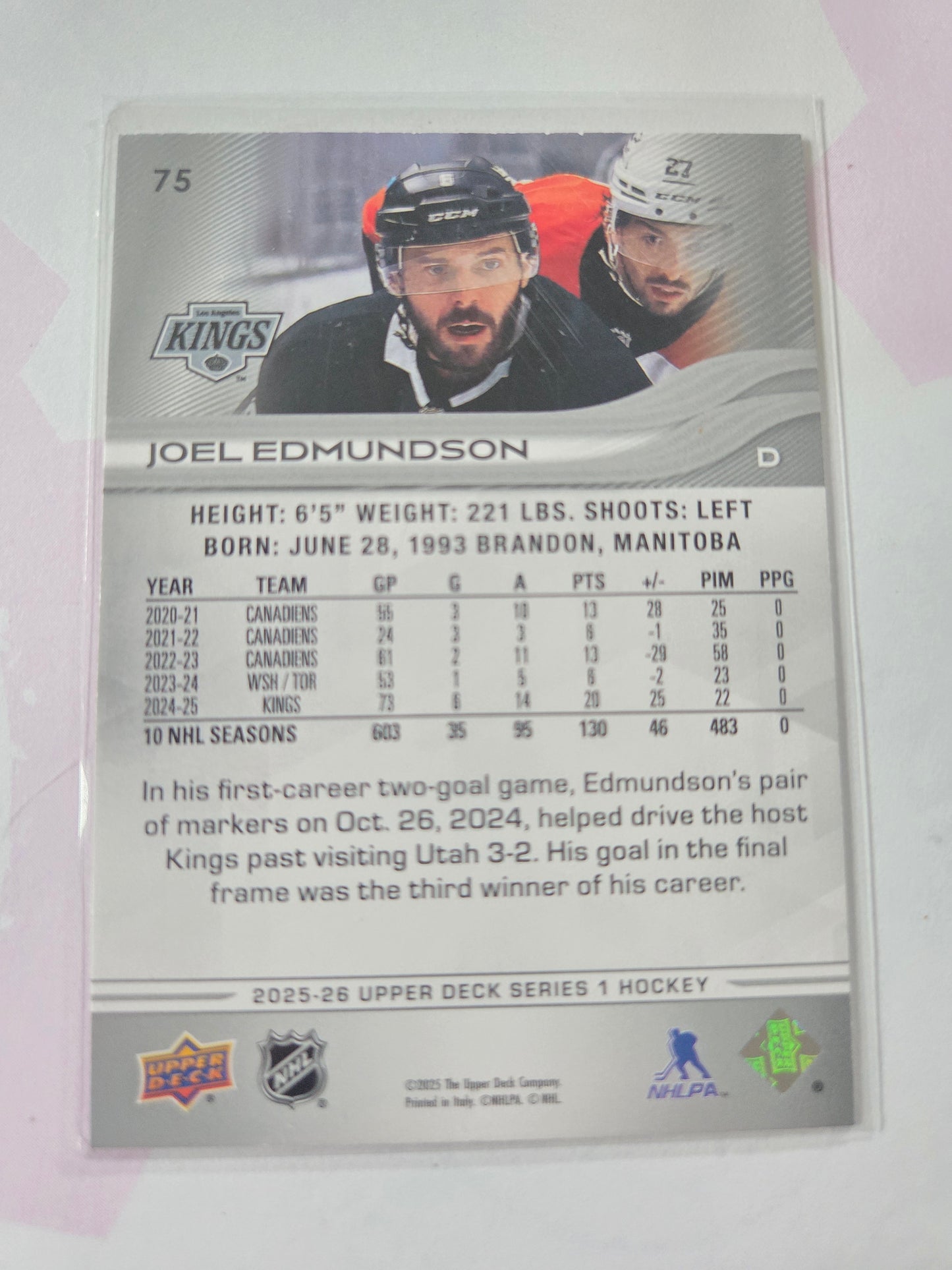 Joel Edmundson Upper Deck Series 1 #75 [Los Angeles Kings]