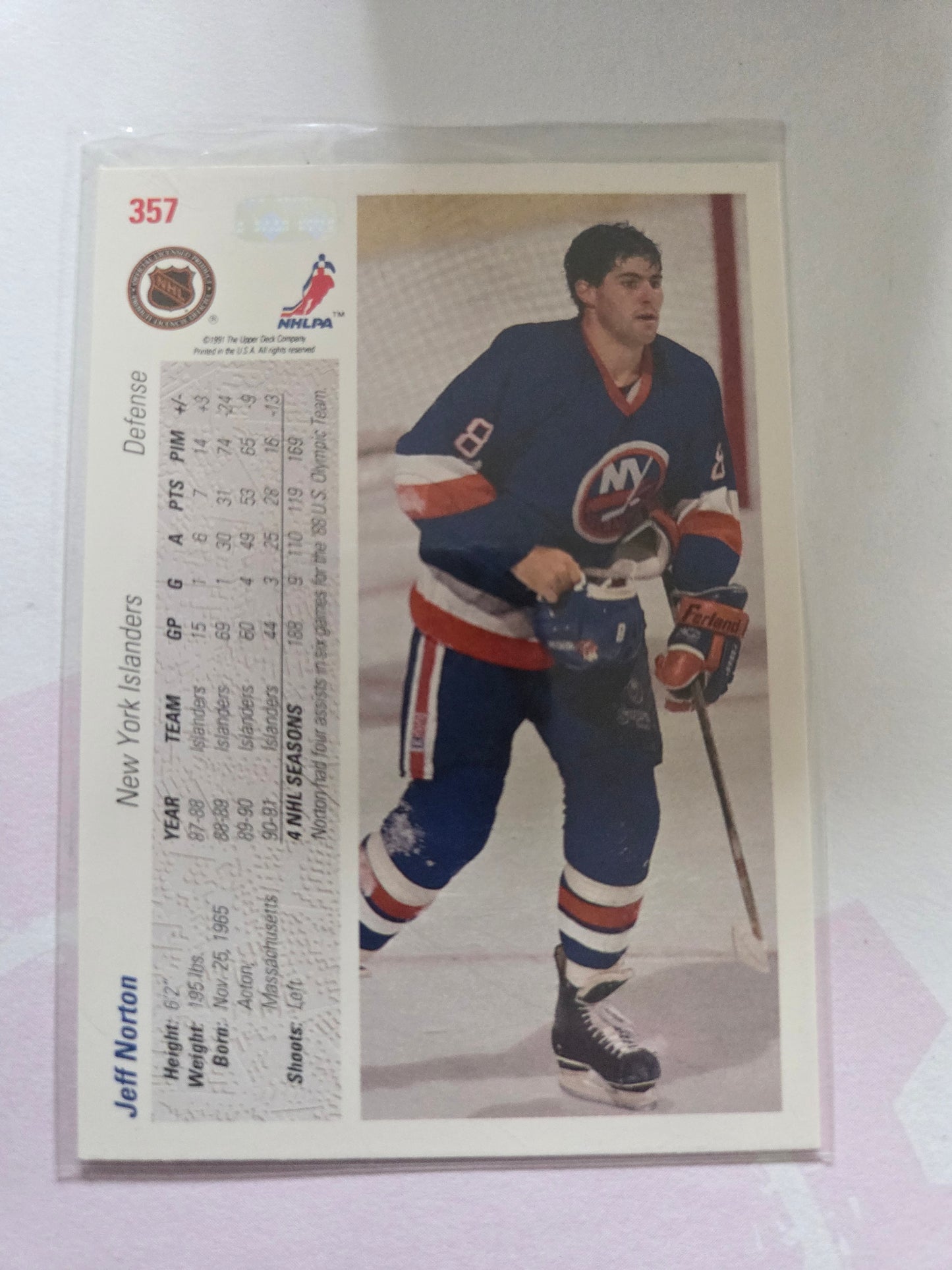 Jeff Norton 91/92 Upper Deck #357 [New York Islanders]