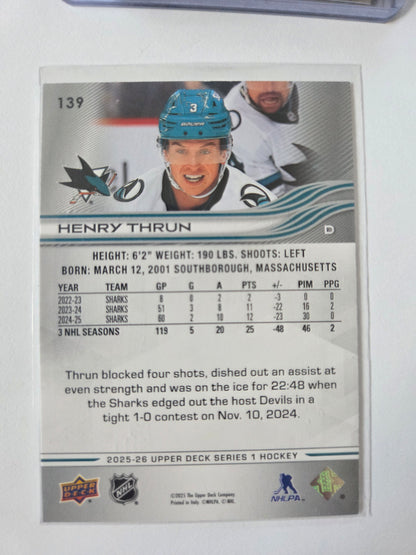 Henry Thrun Upper Deck Series 1 #139 [San Jose Sharks]