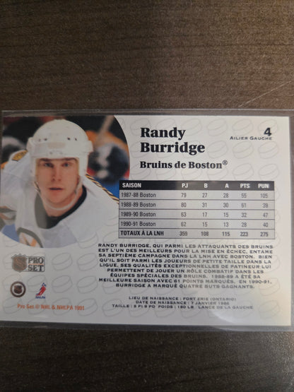 Randy Burridge Pro Set French #4 [Boston Bruins]