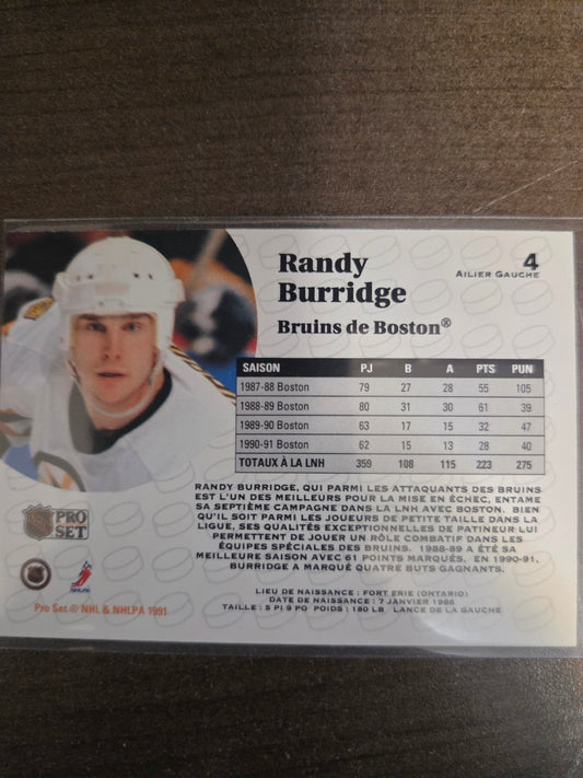 Randy Burridge Pro Set French #4 [Boston Bruins]