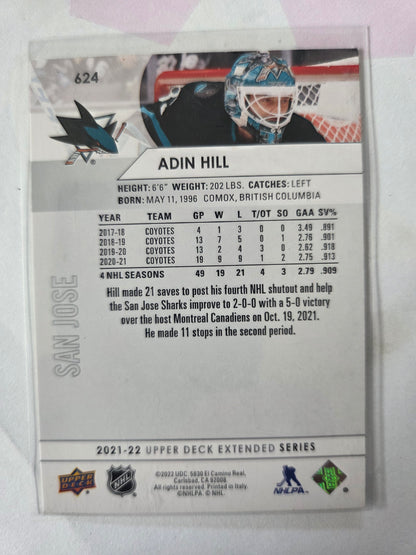 Adin Hill Upper Deck Extended Series #624 [San Jose Sharks]