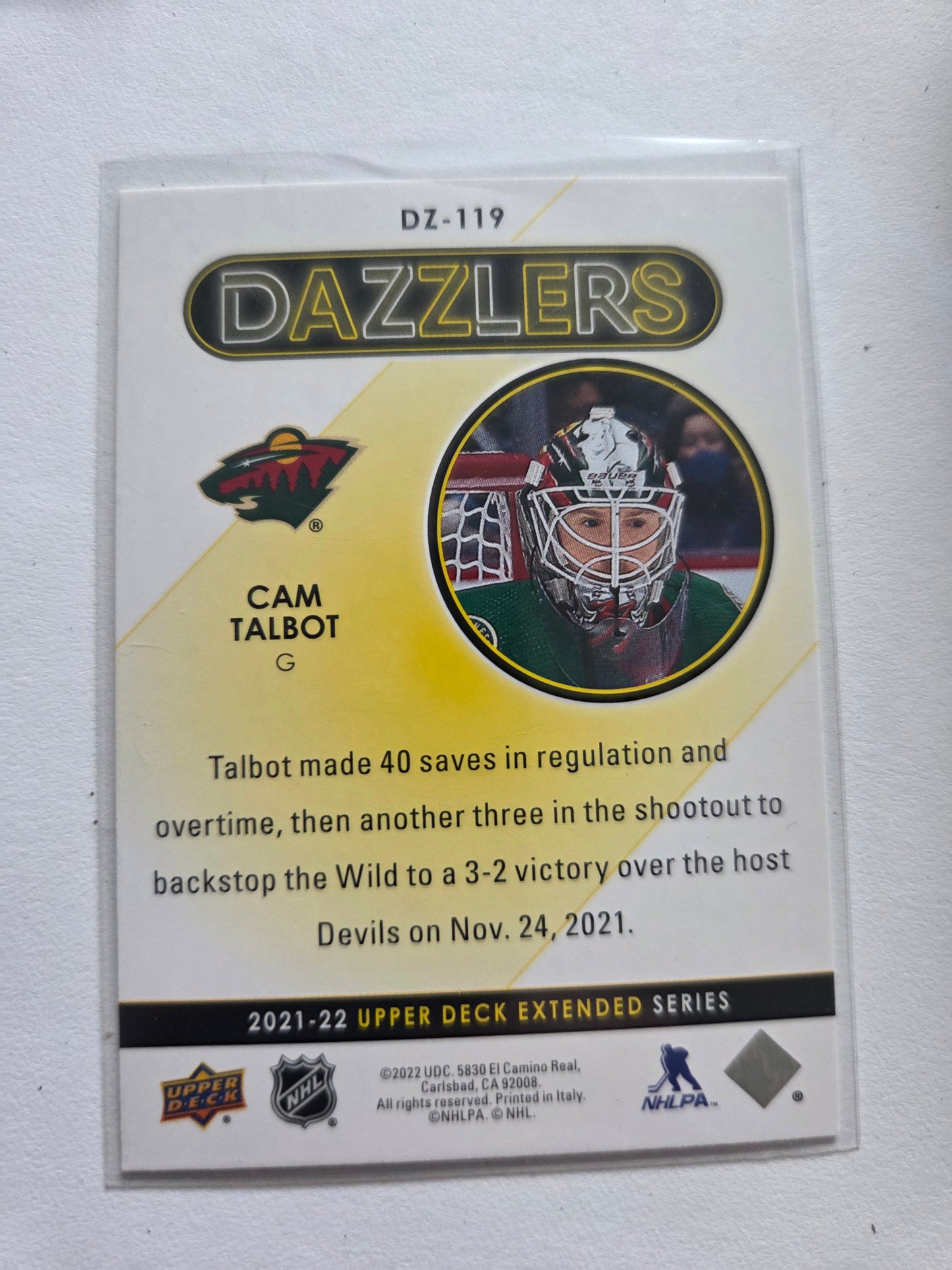 Cam Talbot Upper Deck Extended Series Dazzlers [Minnesota Wild]