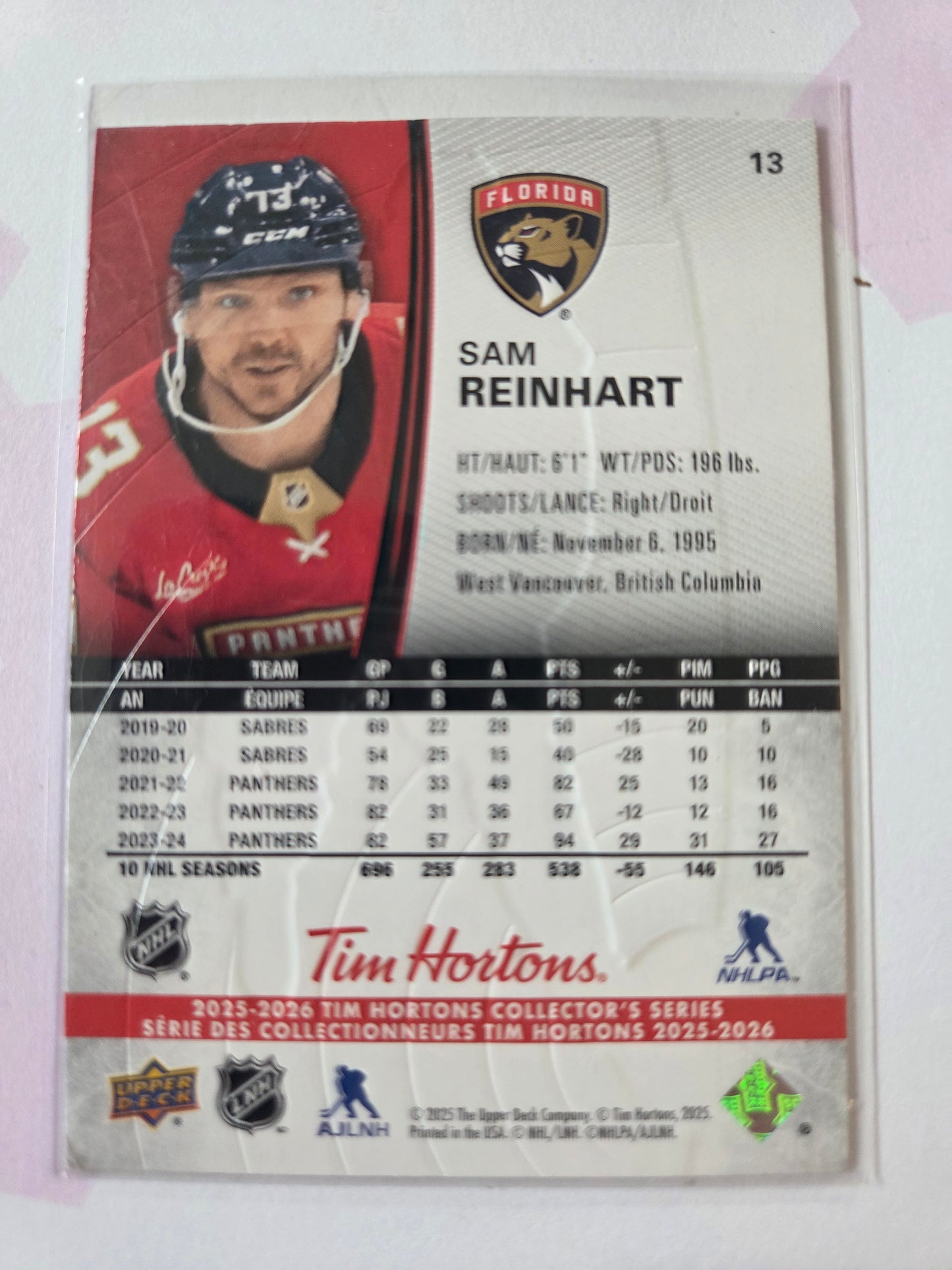 Sam Reinhart Upper Deck Tim Hortons #13 [Florida Panthers]