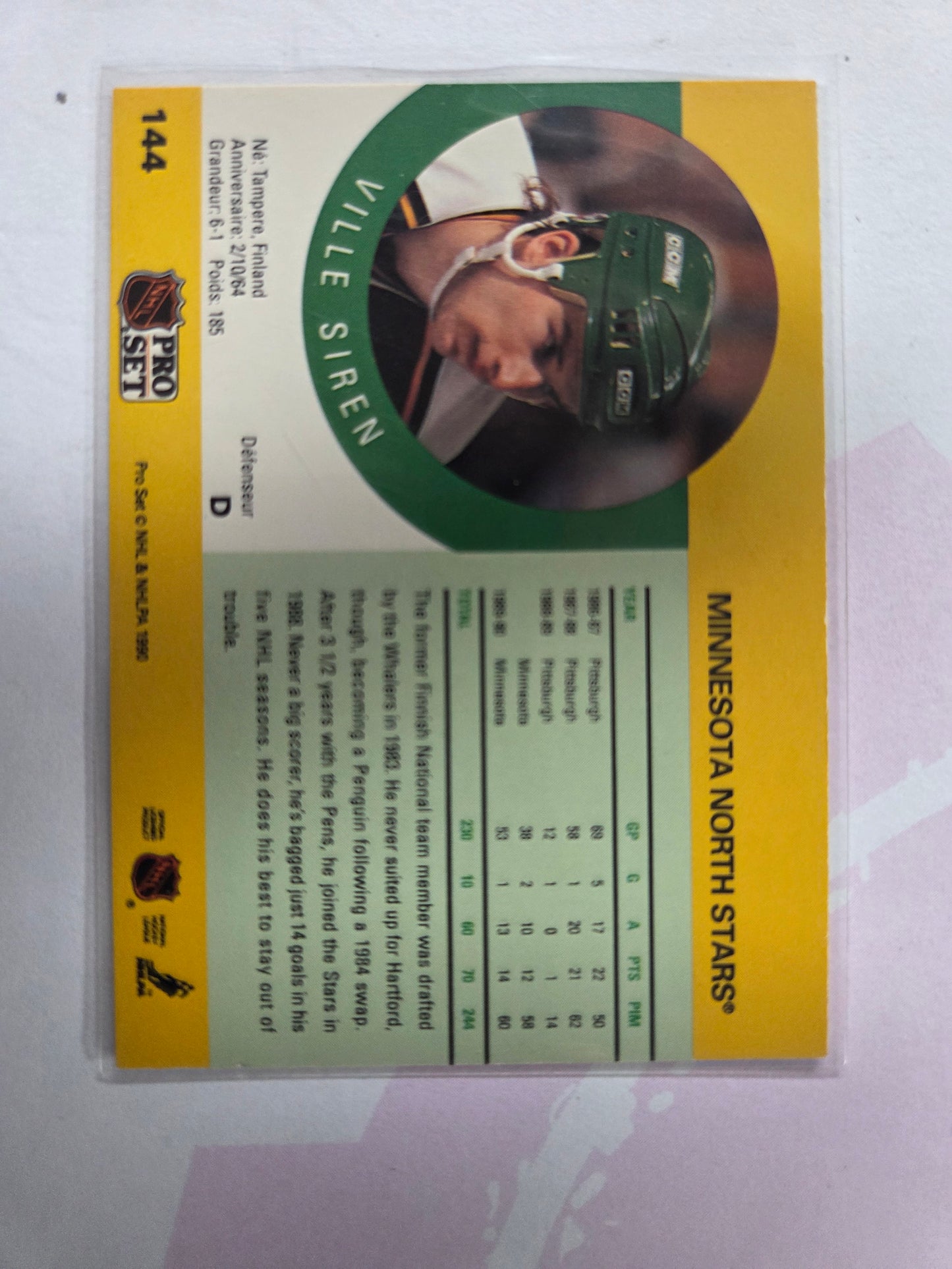 Ville Siren NHL Pro Set #144 [Minnesota North Stars]