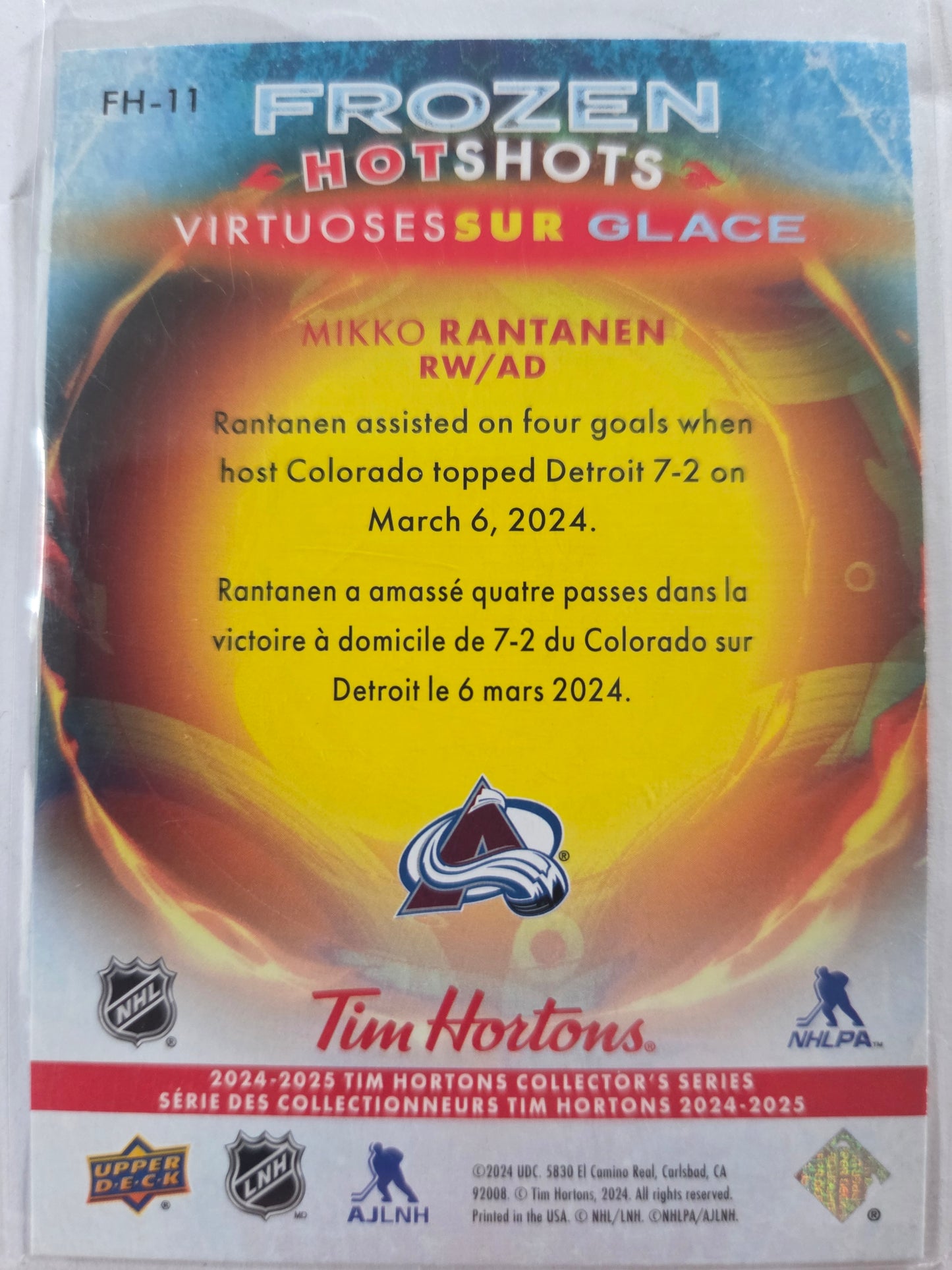 Mikko Rantanen Upper Deck Frozen Hot Shots [Colorado Avalanche]