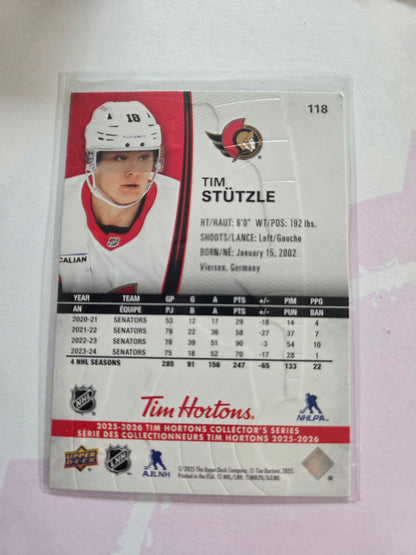Tim Stützle Tim Hortons Upper Deck #118 [Ottawa Senators]