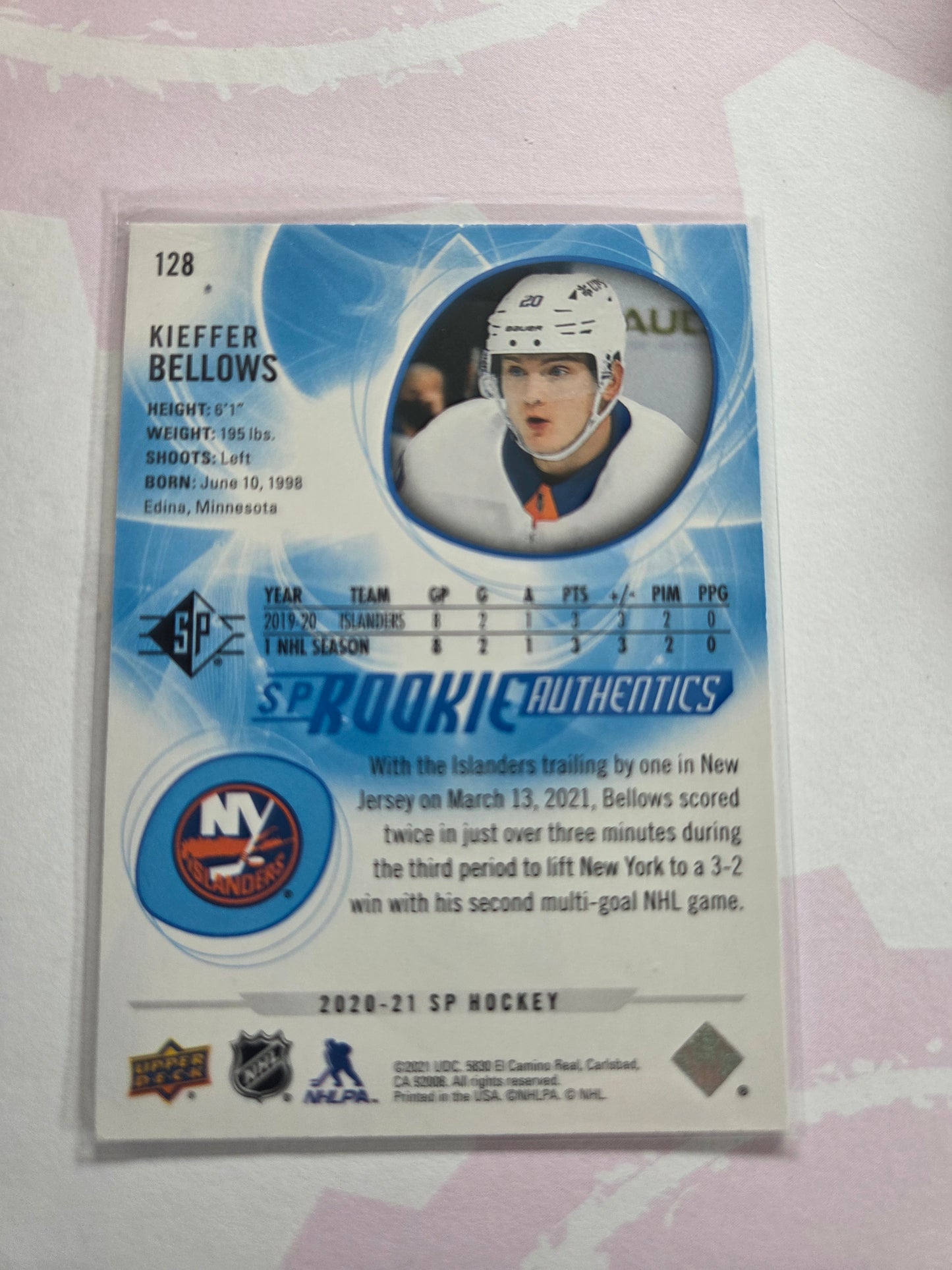 Kieffer Bellows Blue SP Hockey Rookie Authentics #128 [New York Islanders]