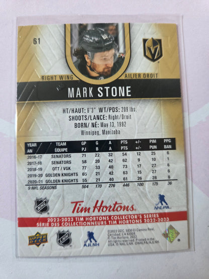 Mark Stone Tim Hortons Upper Deck #61 [Las Vegas Golden Knights]