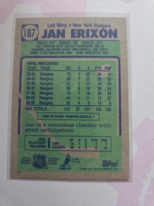 Jan Erixon NHL Topps #187 [New York Rangers]