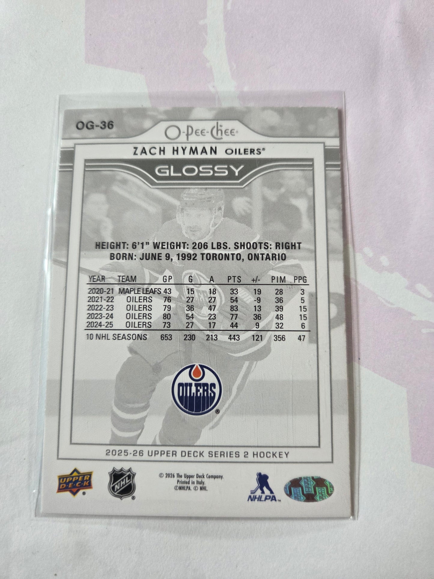 Zach Hyman Upper Deck Series 2 [Edmonton Oilers]