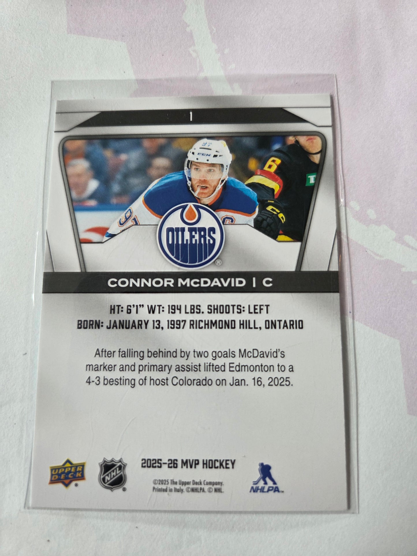 Connor McDavid Upper Deck MVP Hockey #1 [Edmonton Oilers]