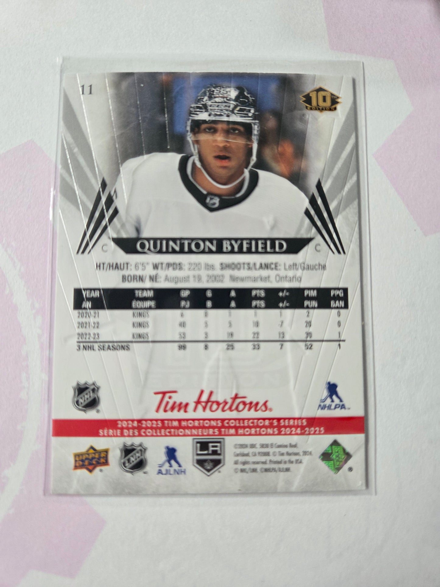 Quinton Byfield Upper Deck 10th Edition #11 [Los Angeles Kings]