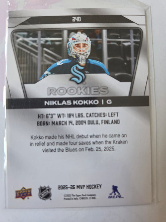 Niklas Kokko Upper Deck MVP Hockey Rookies #240 [Seattle Kraken]
